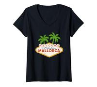 Mujer Welcome to Mallorca - Traje Malle - Vacaciones Camiseta Cuello V