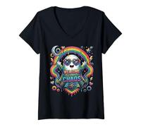 Mujer Welcome To My Chaos Rainbow Ghost Heart Glasses Arte gráfico Camiseta Cuello V