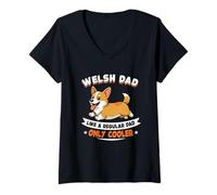 Mujer Welsh Corgi Dad, Like A Regular Dad Only Cooler - Perro galés Camiseta Cuello V