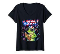 Mujer Wepa Coqui Frog Puerto Rico Flag Güiro Music Camiseta Cuello V