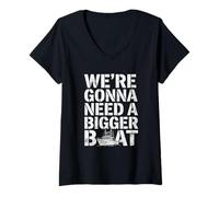 Mujer We're Gonna Need A Bigger Boat Funny Shark Meme Fisherman Camiseta Cuello V