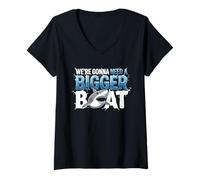 Mujer We're Gonna Need A Bigger Boat Funny Shark Meme Fisherman Camiseta Cuello V