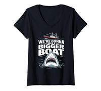 Mujer We're Gonna Need A Bigger Boat Funny Shark Meme Fisherman Camiseta Cuello V