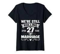 Mujer We're Still Rolling After 27 Years Marriage 27th Anniversary Camiseta Cuello V