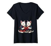 Mujer West Highland Terriers arde poesía nocturna leyendo Camiseta Cuello V