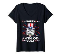 Mujer West Highland White Terrier Dog Patriotic 4th of July Dogs Camiseta Cuello V