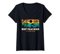 Mujer West Palm Beach Florida Diseño Retro West Palm Beach FL Camiseta Cuello V
