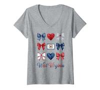 Mujer West Virginia Coquette Bow Chicas Camiseta Cuello V