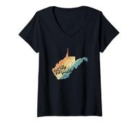 Mujer West Virginia Mapa Estados Unidos Camiseta Cuello V