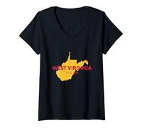 Mujer West Virginia Pride 304 WV Mapa del Estado Vintage Travel Camiseta Cuello V