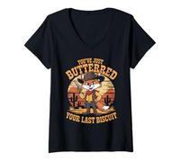 Mujer Western Fox You've Just Buttered Your Last Biscuit Cowboy Camiseta Cuello V