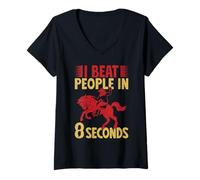 Mujer Western Rider I Beat People In 8 Seconds Cowgirl Rodeo Camiseta Cuello V