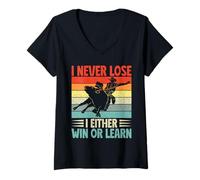 Mujer Western Rider I Never Lose Win Or Learn Cowgirl Rodeo Camiseta Cuello V