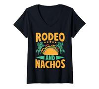 Mujer Western Rider Rodeo & Nachos Cowgirl Rodeo Camiseta Cuello V