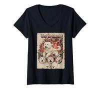 Mujer Westi West-Highland Terrier Perro 80s Rock Music Ilustration Camiseta Cuello V