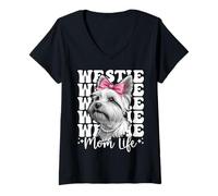 Mujer Westie Mom Life West Highland Terrier Dog Día de la Madre Camiseta Cuello V