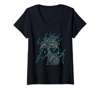 Mujer Wet Cat in Rain Funny Relatable Mood Camiseta Cuello V