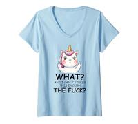 Mujer What and I Cannot Stress This Enough The Fuck Unicorn Funny Camiseta Cuello V