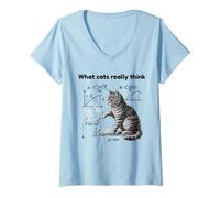 Mujer What Cats Really Think Funny Cat Physics Humor Men Women Camiseta Cuello V