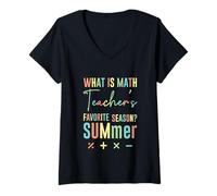 Mujer What Is A Math Teacher's Favorite Season SUMmer Camiseta Cuello V