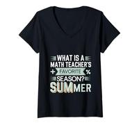 Mujer What Is A Math Teacher's Favorite Season SUMmer --- Camiseta Cuello V