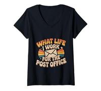 Mujer What Life I Work For The Post Office Cartero Cansado - Camiseta Cuello V