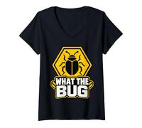 Mujer What The Bug Catcher Warning Funny Entomology Insect Catch Camiseta Cuello V