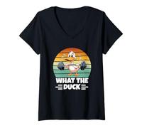 Mujer What The Duck Funny Duck Fitness Gym Camiseta Cuello V