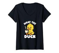 Mujer What The Duck Owner I Love Ducks Lover Divertido Pato de Goma Camiseta Cuello V