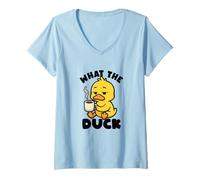 Mujer What The Duck Owner I Love Ducks Lover Divertido Pato de Goma Camiseta Cuello V