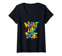 Mujer What Up Doe | Estilo Grafiti Urbano, Detroit, Michigan Camiseta Cuello V
