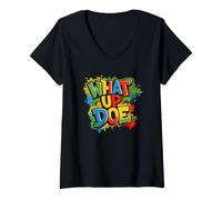 Mujer What Up Doe | Graffiti Style Michigan Camiseta Cuello V