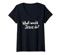 Mujer What Would Jesus Do? Camiseta Cuello V