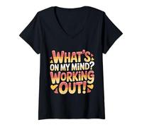 Mujer What's On My Mind Working out Pensamientos de Aptitud - Camiseta Cuello V