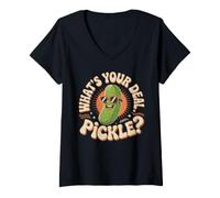 Mujer What's Your Deal Pickle Juegos de Palabras Risas Camiseta Cuello V
