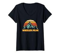 Mujer Wheeler Peak New Mexico Retro Turquesa Camiseta Cuello V