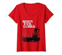 Mujer When Evil Lurks Key Art Camiseta Cuello V