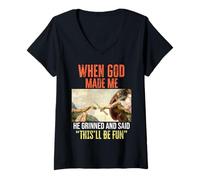 Mujer When God Made Me - Funny Creation of Adam Drummer Camiseta Cuello V