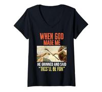 Mujer When God Made Me - Funny Creation of Adam Golf Camiseta Cuello V