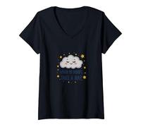 Mujer «When in Doubt Take a Nap Sleepy Cloud Cute Wall Art Camiseta Cuello V, Negro, M