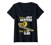 Mujer When Spit Happens Just Let It Slide, Divertida Banda, Humor Nerd Camiseta Cuello V