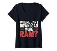 Mujer Where Can I Download More Ram Programador de computadoras |- Camiseta Cuello V