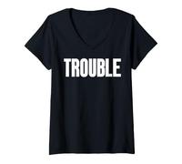 Mujer Where I Go Trouble Follows Matching Couple Tees for Him Her Camiseta Cuello V