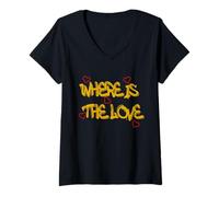 Mujer Where is the Love T-Shirt - Bold & Thought-Provoking Design Camiseta Cuello V