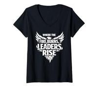 Mujer Where The Fire Burns Leaders Rise Scouting Campfire Camping Camiseta Cuello V