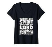 Mujer Where The Spirit of The Lord Is There Is Freedom Camiseta Cuello V