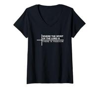 Mujer Where The Spirit of The Lord Is There Is Freedom Camiseta Cuello V