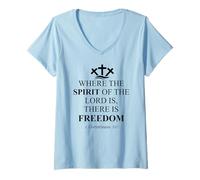Mujer Where The Spirit of The Lord is There is Freedom Christian Camiseta Cuello V