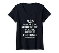 Mujer Where The Spirit of The Lord is There's Freedom US Christian Camiseta Cuello V