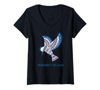 Mujer Whidbey Island Washington Kingfisher pájaro Nativo Americano Camiseta Cuello V